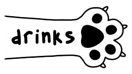 Paw with drinks text