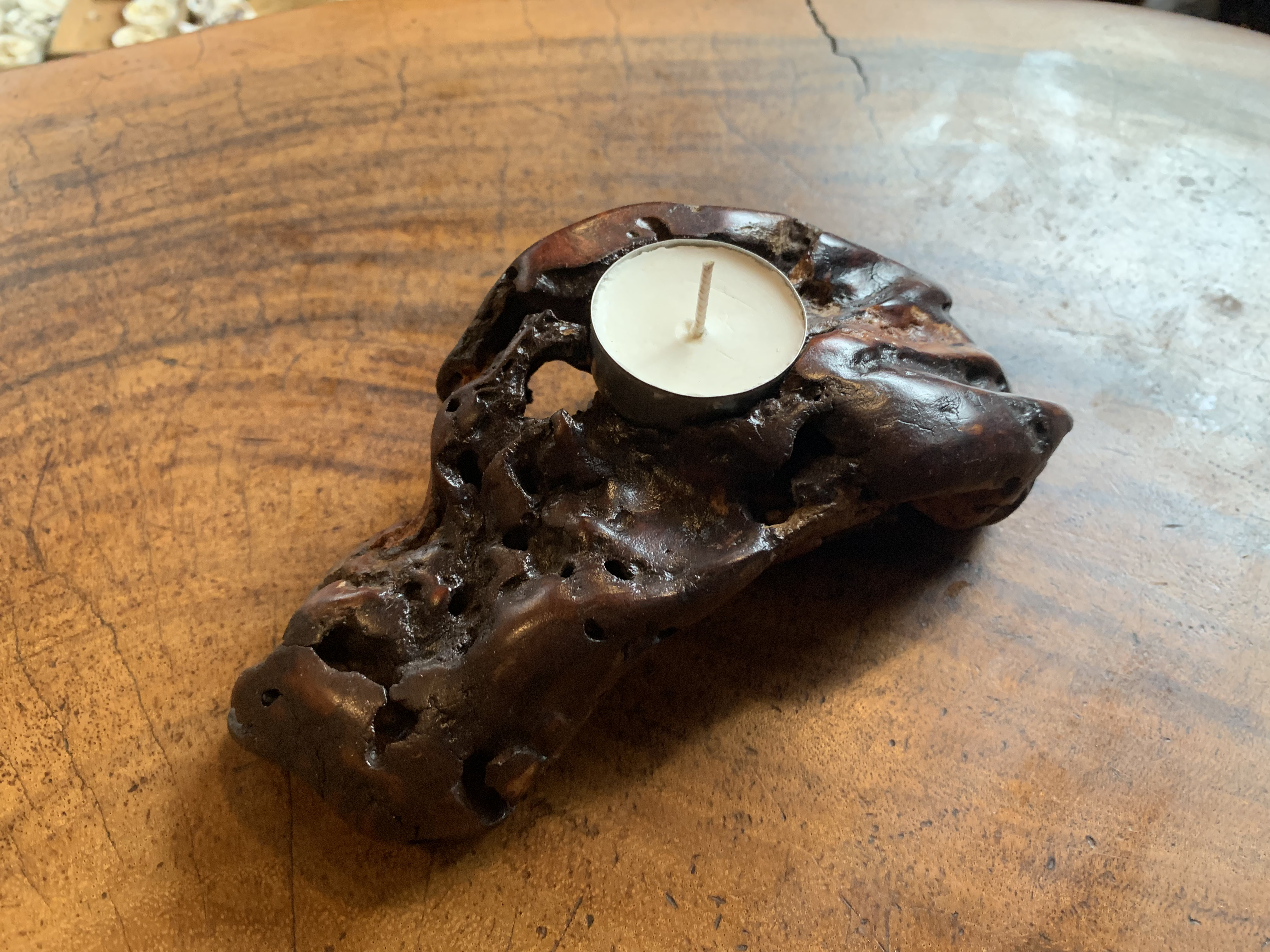 Burl Wood Candle Holder