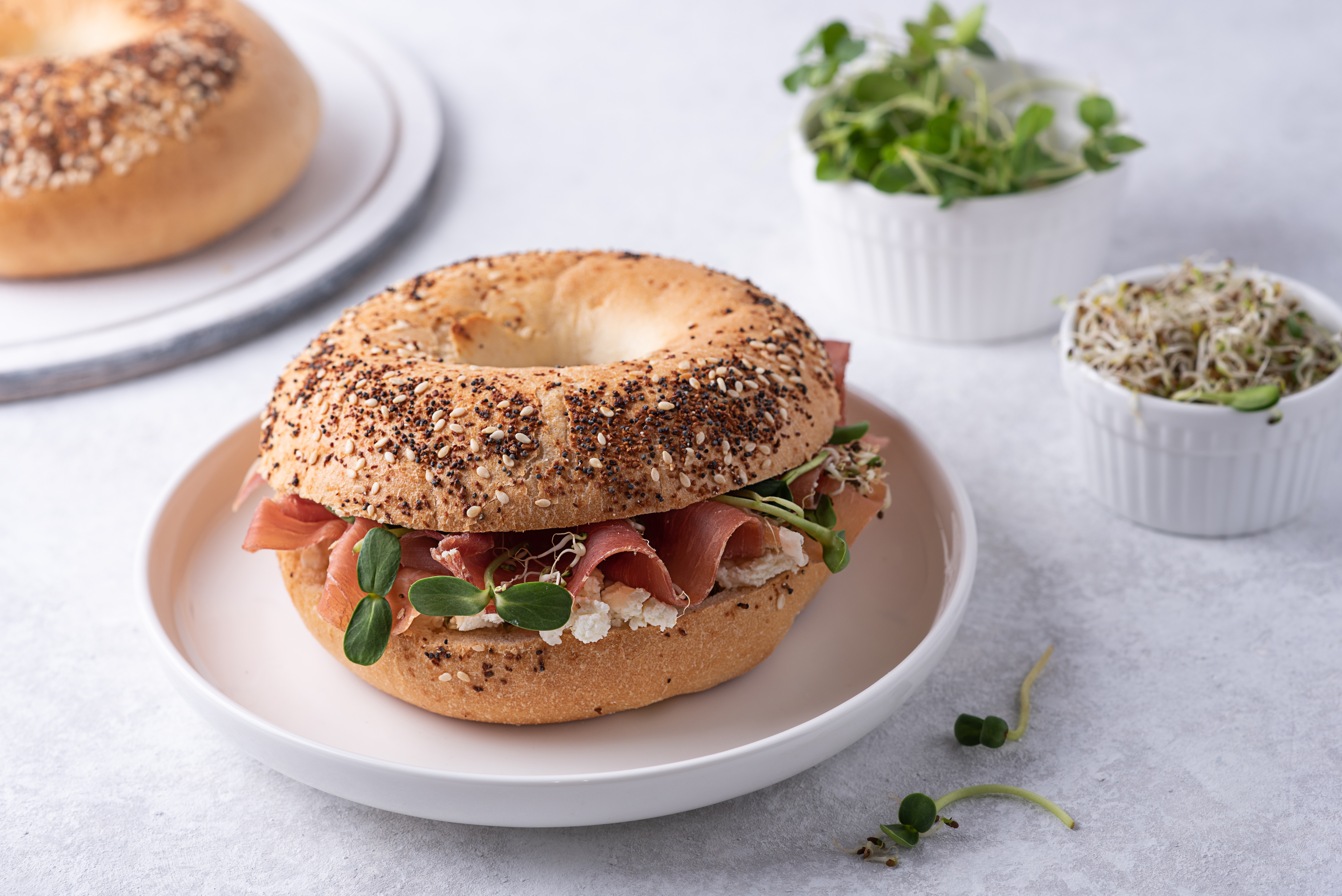 Bagel Sandwich on a Plate